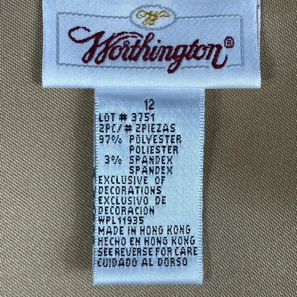 WORTHINGTON Women’s Size 12 Camel/Black‎ Full Zip Jacket With Shoulder Pads NWT - Picture 2 of 11